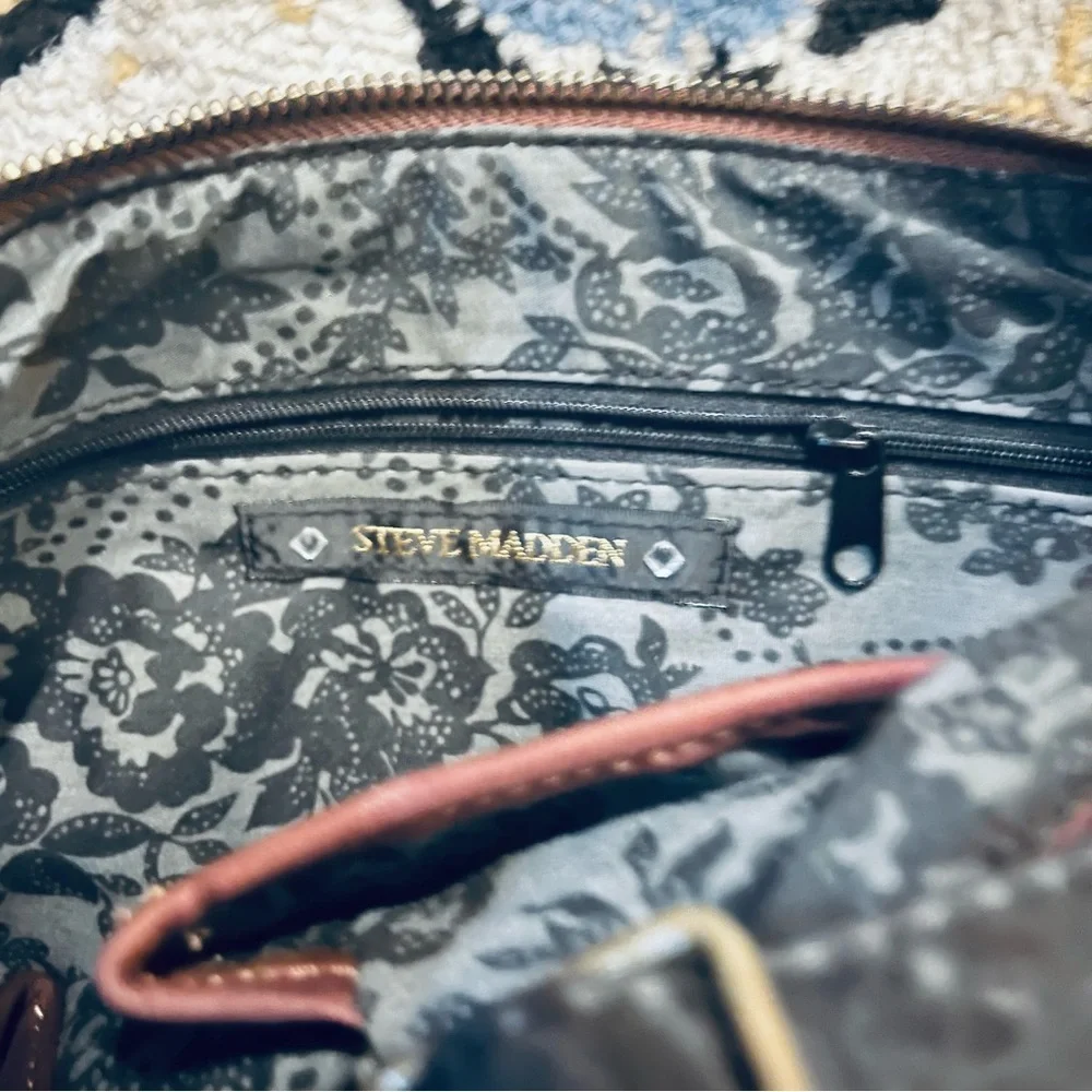 Steve Madden Burgundy Suede Studded Hobo Purse W/ Leather Embellished Strap - Picture 10 of 10